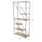 71" x 32" Brown Wooden Diagonal Angled 6 Shelf Storage Shelving Unit with Black Metal Frame
